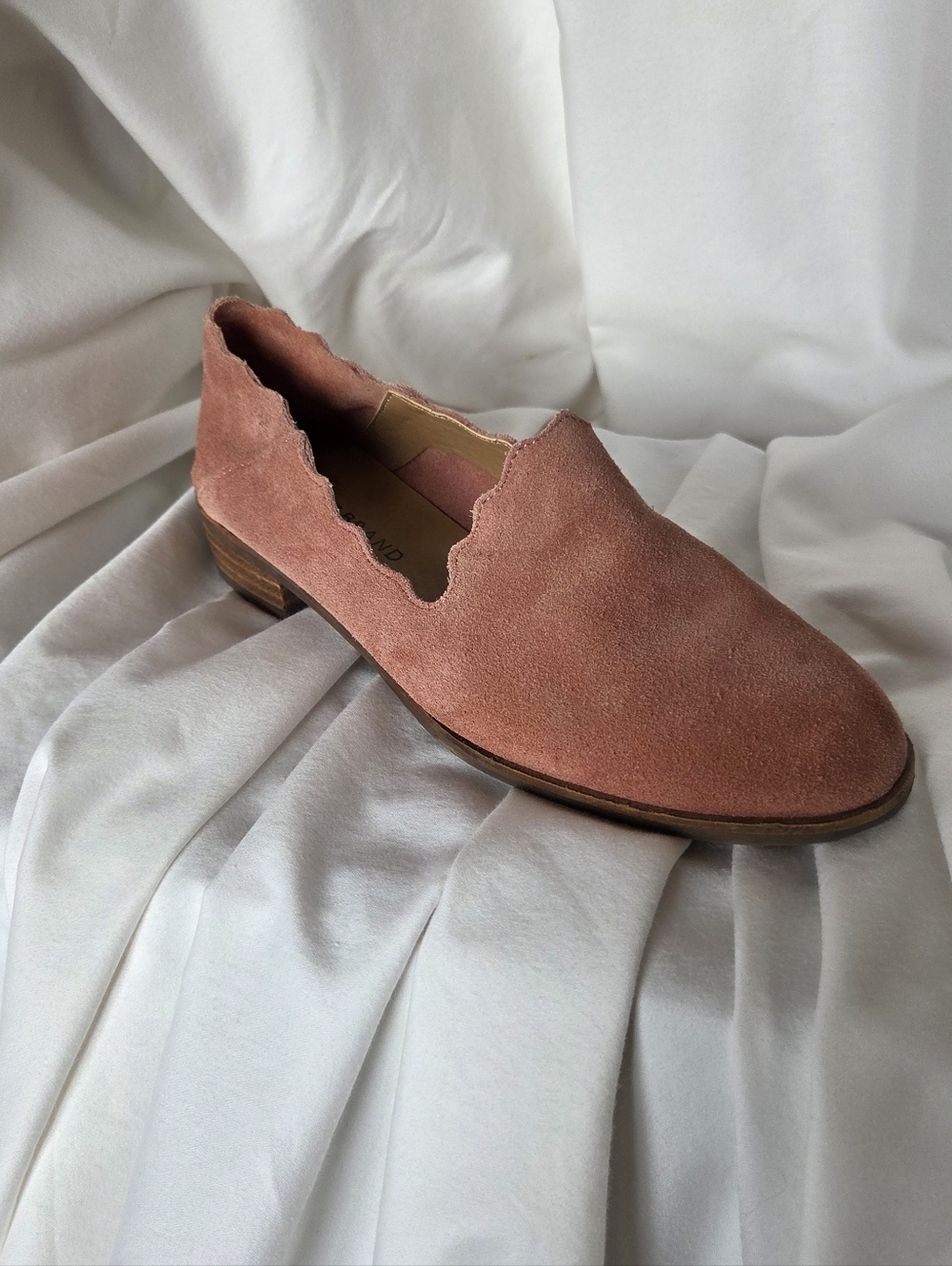 Lucky Brand Suede Scalloped Slip-On Loafer — Dusty Rose